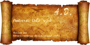 Ambrus Dávid névjegykártya
